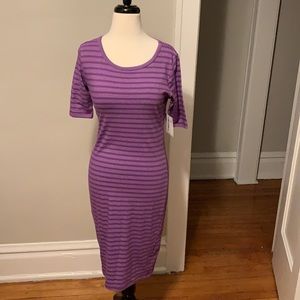 NWT Lularoe purple striped Julia dress size S